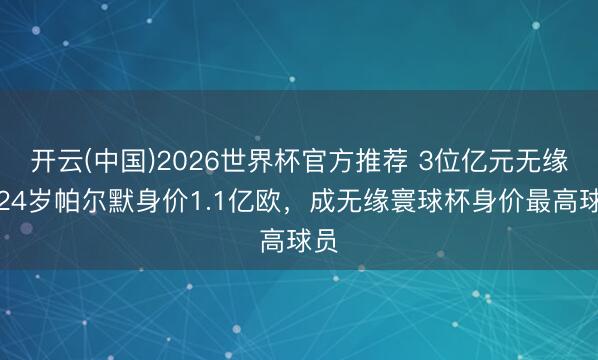 开云(中国)2026世界杯官方推荐 3位亿元无缘！24岁帕尔默身价1.1亿欧，成无缘寰球杯身价最高球员