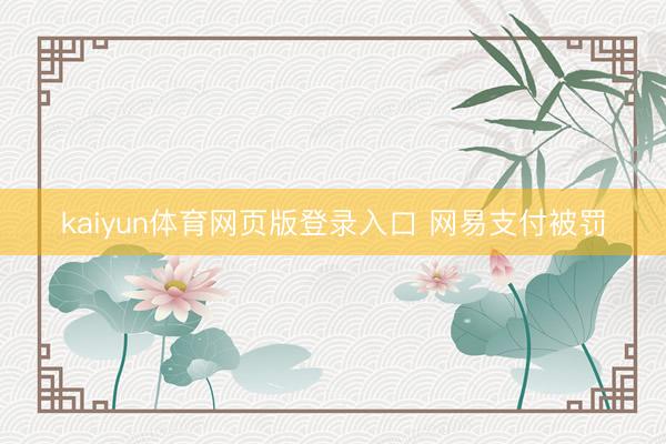 kaiyun体育网页版登录入口 网易支付被罚