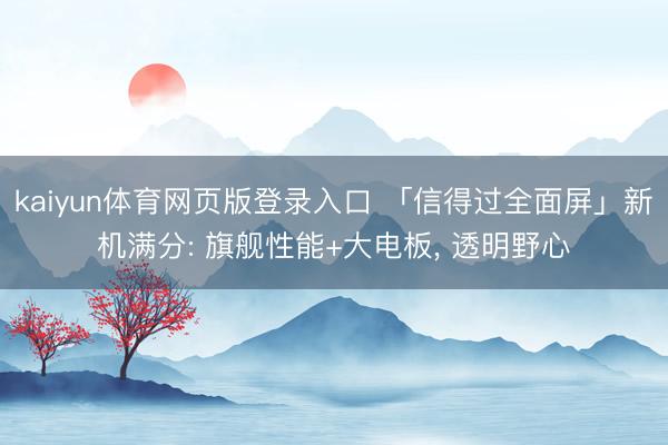 kaiyun体育网页版登录入口 「信得过全面屏」新机满分: 旗舰性能+大电板, 透明野心