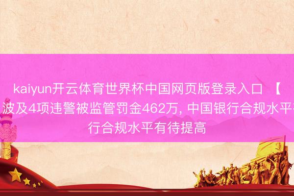 kaiyun开云体育世界杯中国网页版登录入口 【看合规】波及4项违警被监管罚金462万， 中国银行合规水平有待提高