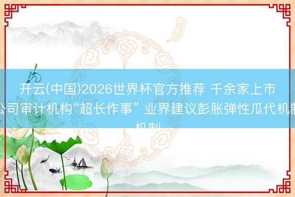 开云(中国)2026世界杯官方推荐 千余家上市公司审计机构“超长作事” 业界建议彭胀弹性瓜代机制